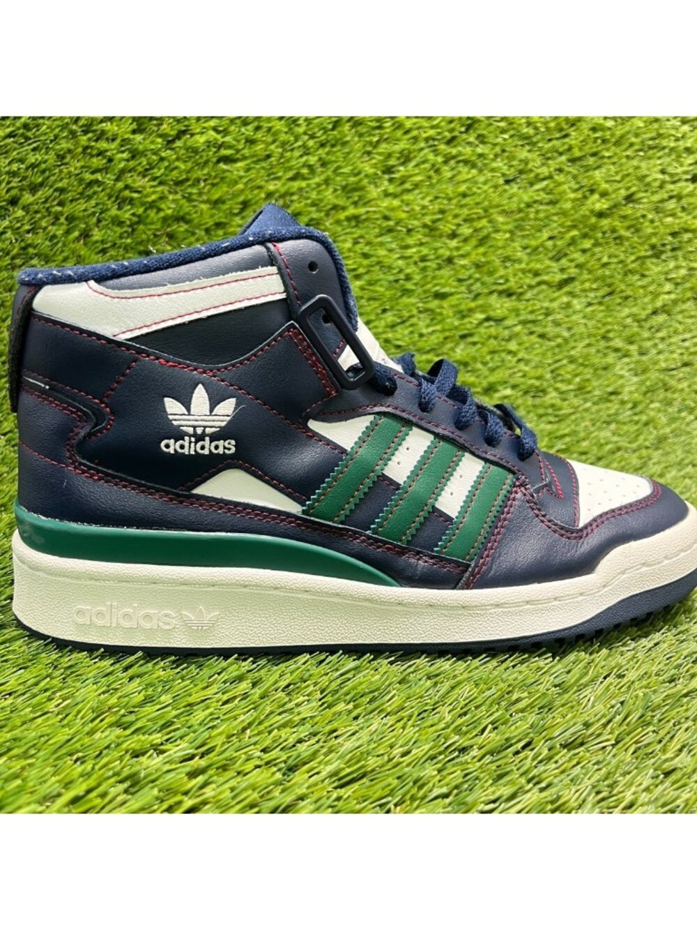 Adidas Forum Mid Mens‎ Size 8 Blue White Green Athletic Leather Shoes Sneakers